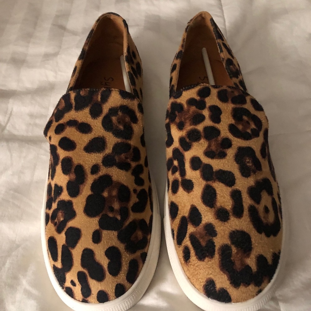 New leopard slip on sneakers.